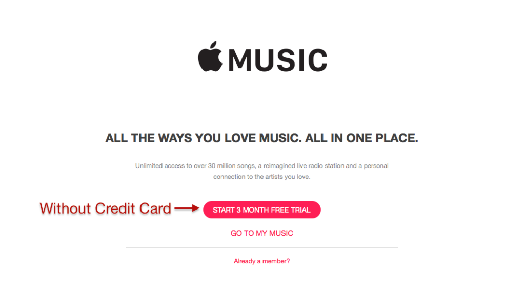 apple music free trial without credit card